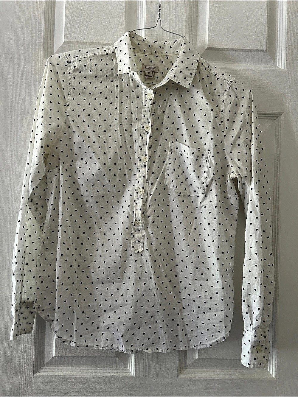 J.Crew Printed Voile Popover Shirt Polka Dot Small